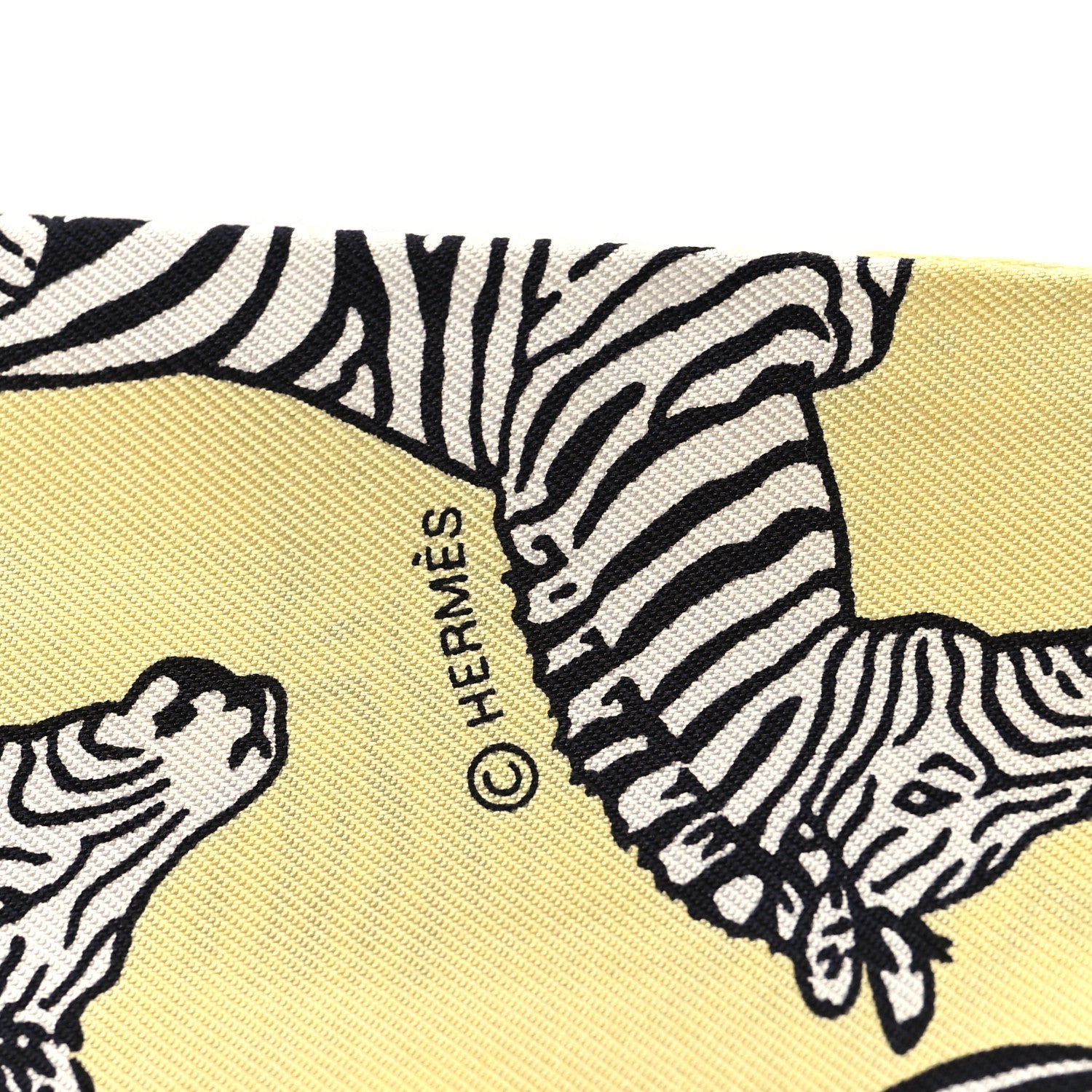 Hermes Silk Les Zebres Twilly Jaune Soufre Black 4 of 4
