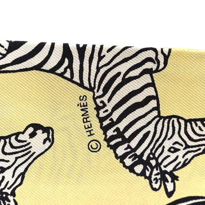 Hermes Silk Les Zebres Twilly Jaune Soufre Black 4 of 4