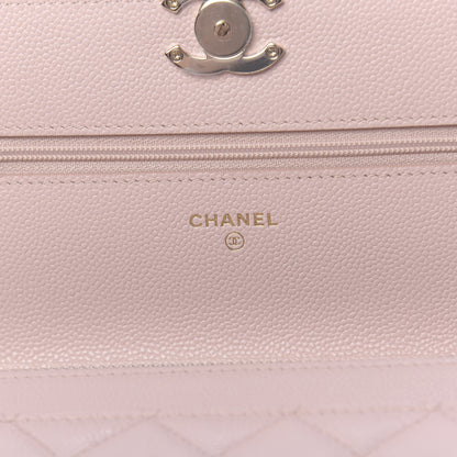 Chanel Caviar Quilted Enamel Wallet on Chain WOC Light Pink 6 of 12