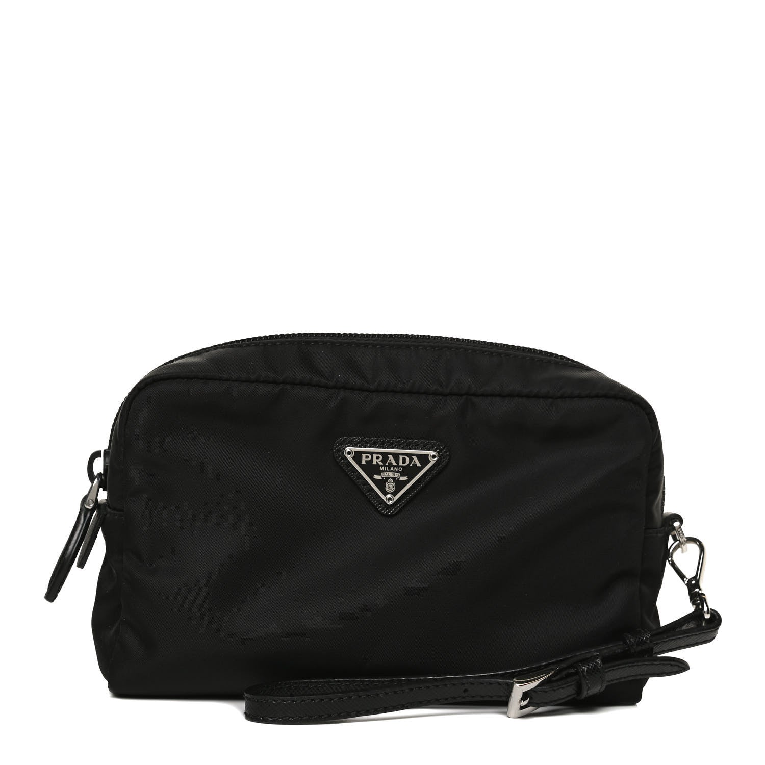 Prada Tessuto Nylon Saffiano Wristlet Black 1 of 14