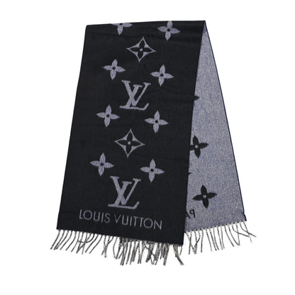 Louis Vuitton Cashmere Monogram Reykjavik Scarf Navy Blue 2 of 4