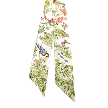 Hermes Silk Equateur Twilly Creme Vert Multicolore 2 of 3