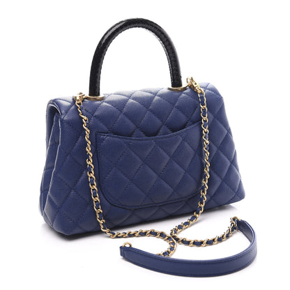 Chanel Caviar Elaphe Quilted Mini Coco Handle Flap Blue 2 of 10