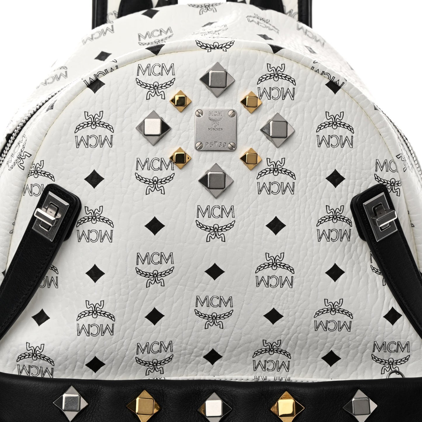 Visetos Studded Medium Dual Stark Backpack White