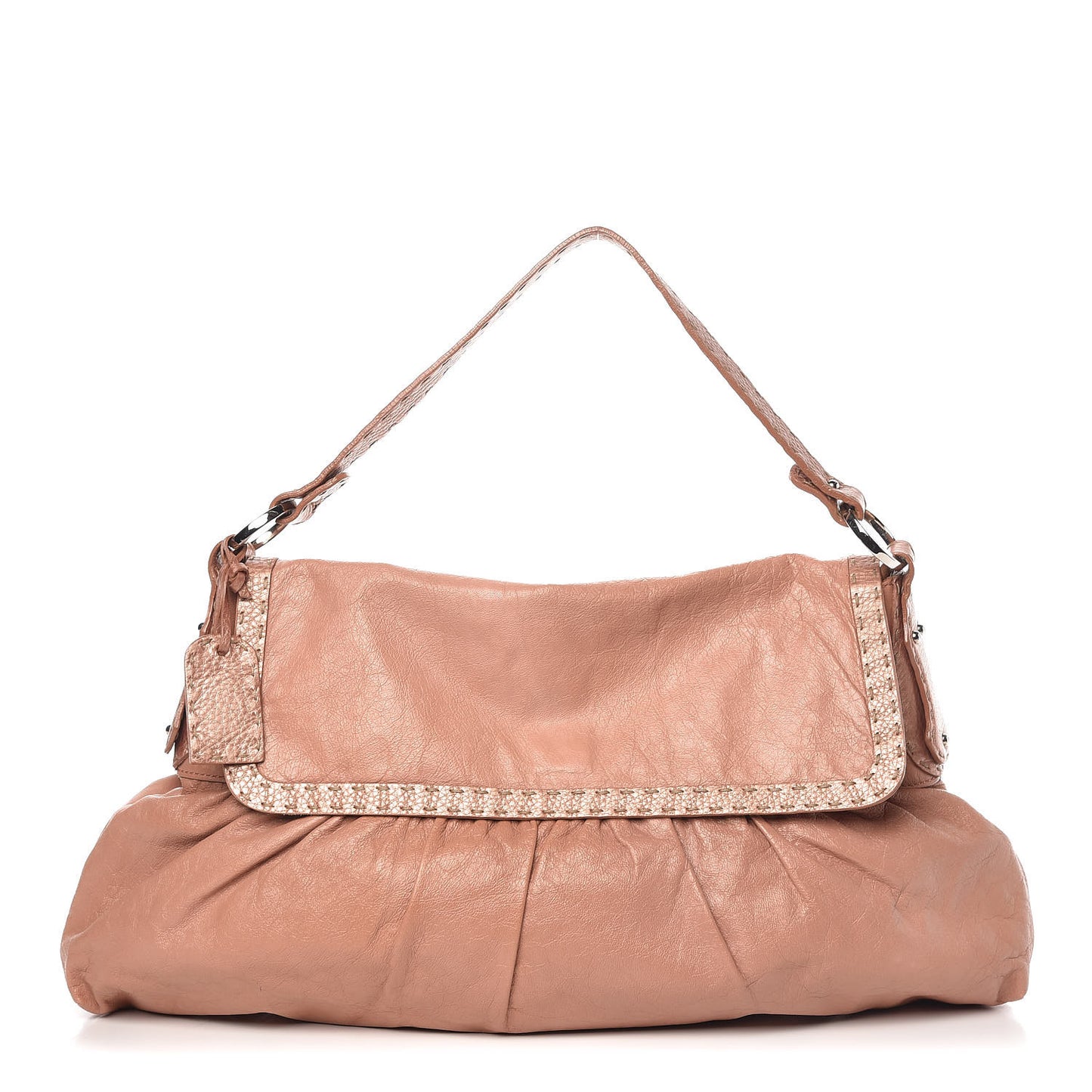 Lambskin Calfskin Romano Selleria Large Chef Shoulder Bag Pink