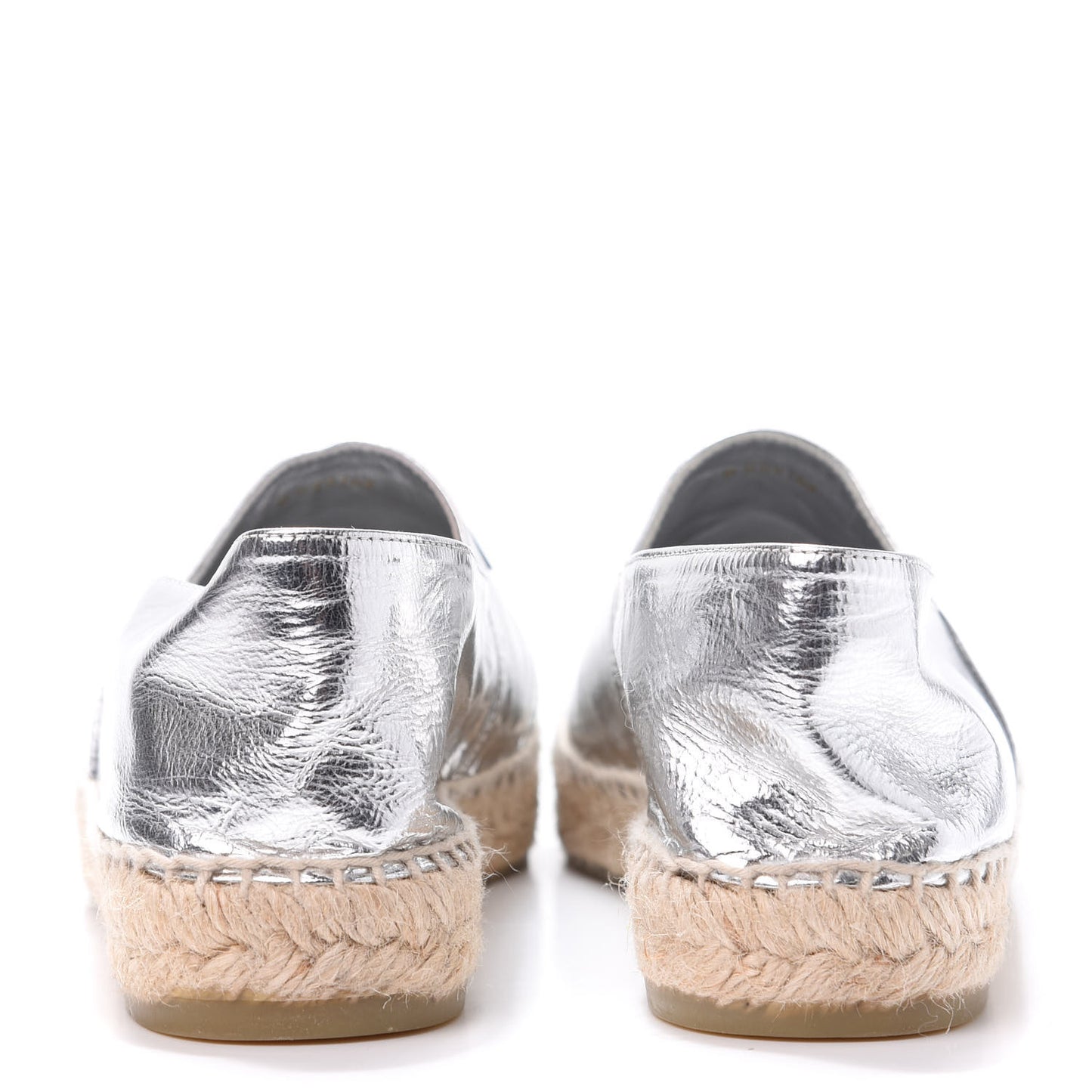Laminated Goatskin CC Espadrilles 41 Silver