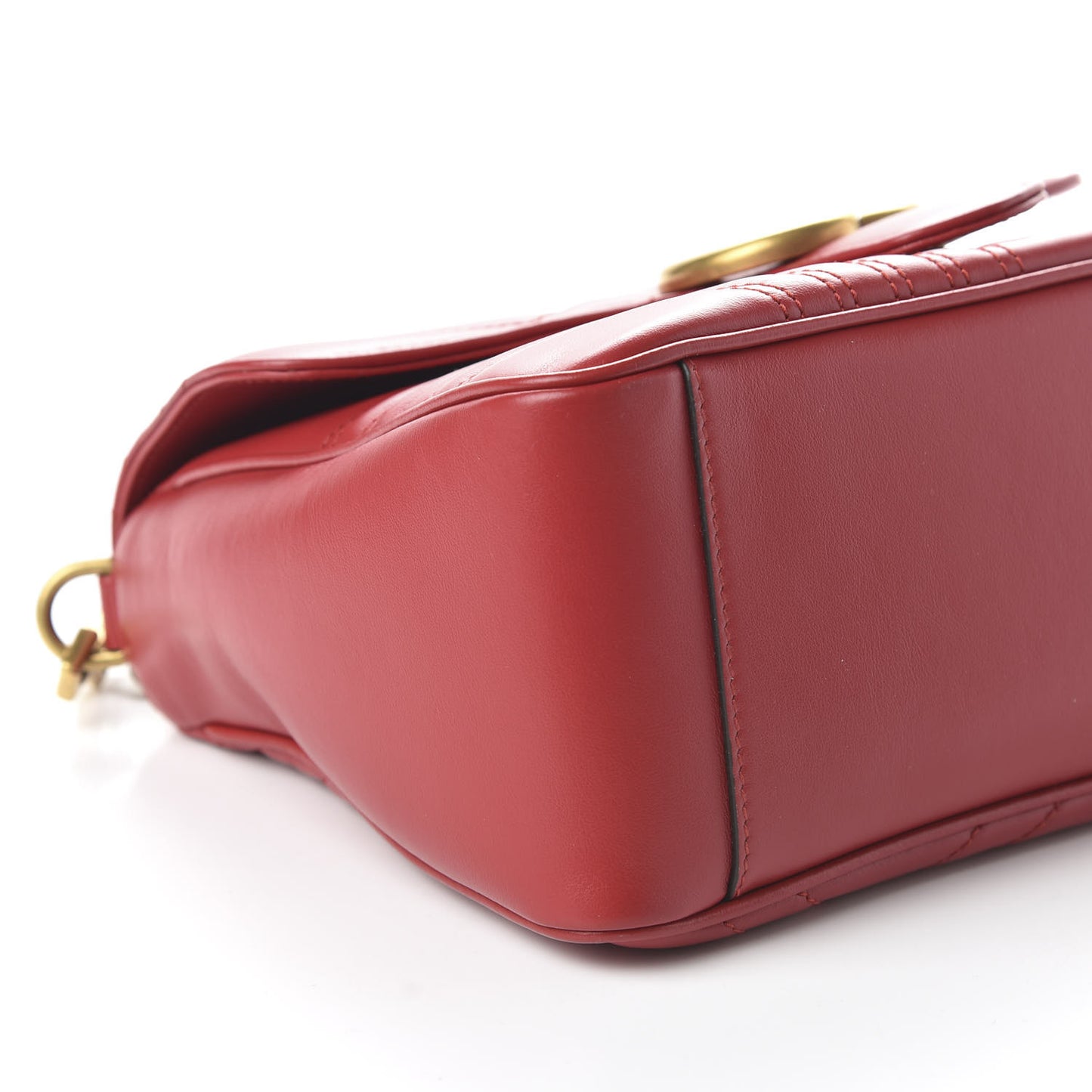 Calfskin Matelasse Small GG Marmont Top Handle Shoulder Bag Hibiscus Red