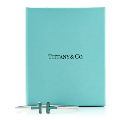 Tiffany 18K White Gold Turquoise T Wire Bracelet 4 of 4