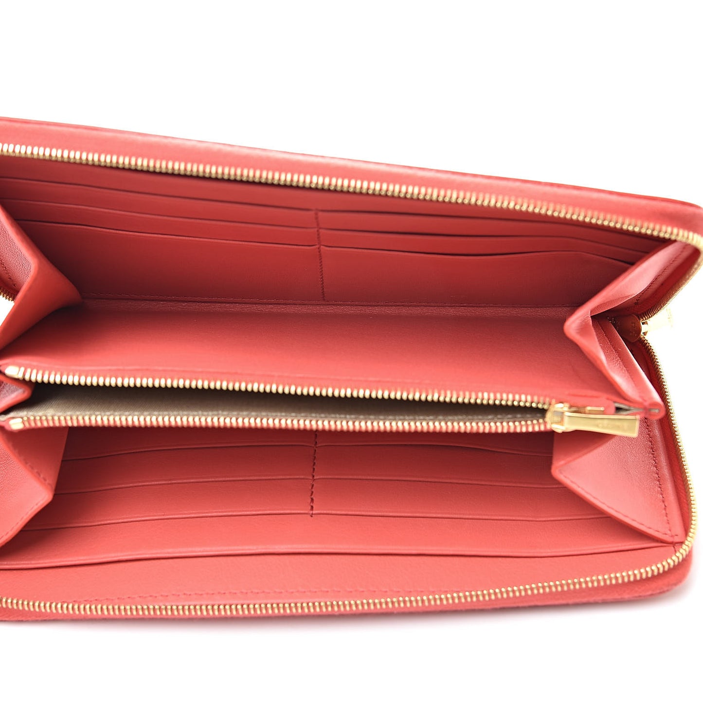 Lambskin Large Zip Around Multifunction Wallet Orange Grey