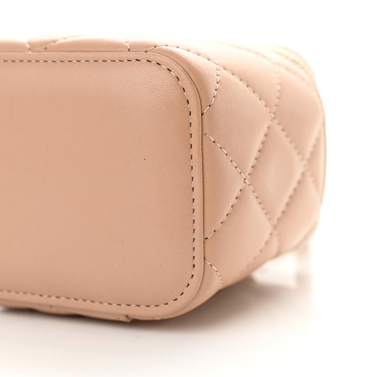 Chanel Lambskin Quilted Top Handle Mini Vanity Case With Chain Beige 10 of 10