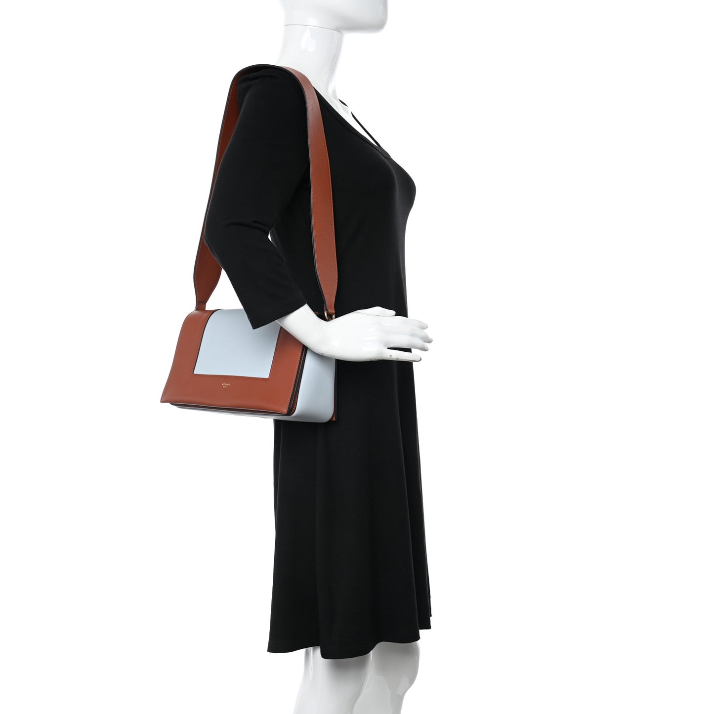 Shiny Smooth Calfskin Medium Frame Shoulder Bag Maple Frost