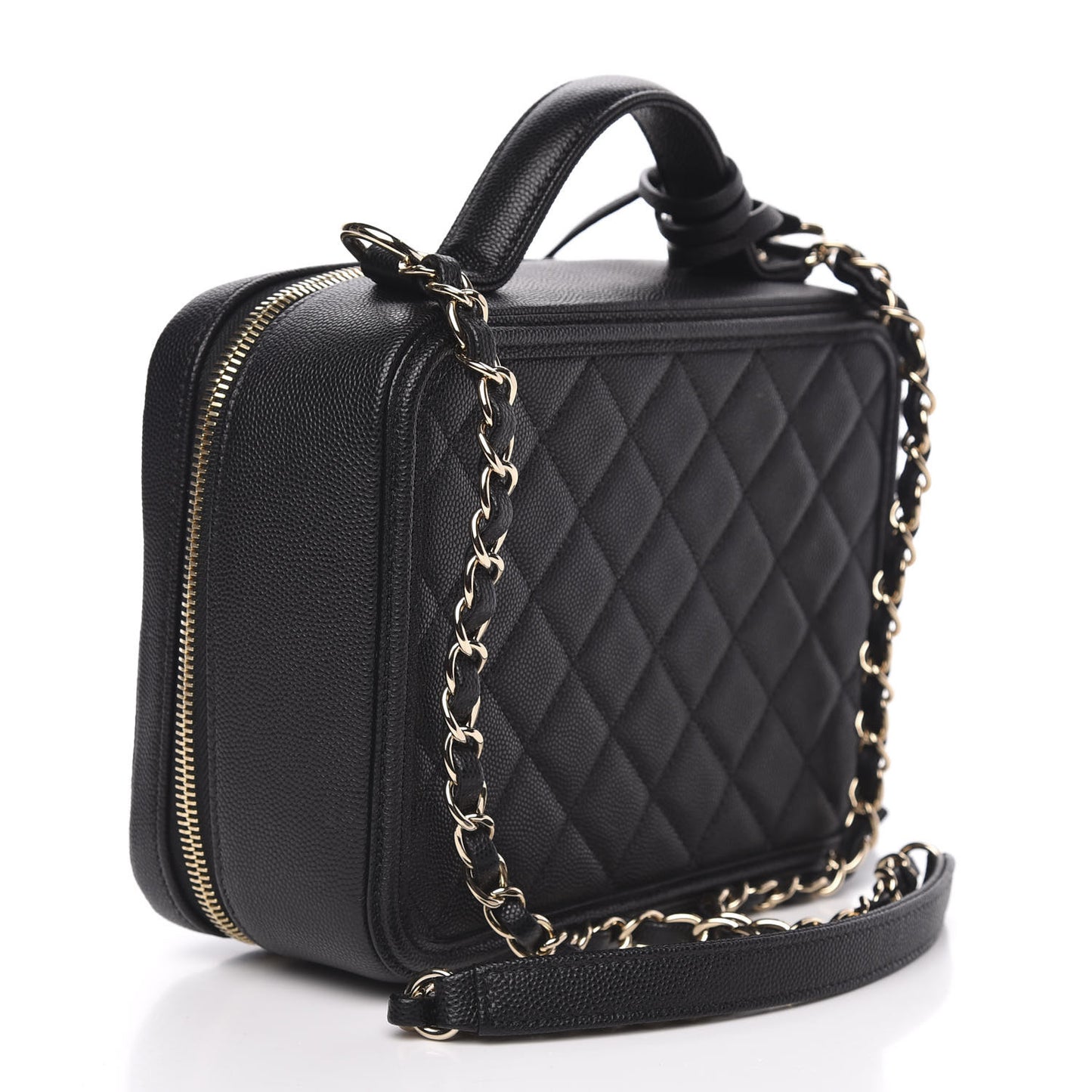 Caviar Quilted Medium CC Filigree Vanity Case Black