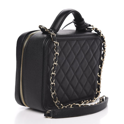 Chanel Caviar Quilted Medium CC Filigree Vanity Case Black 3 of 10
