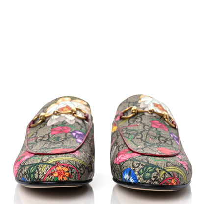 Gucci GG Supreme Monogram Flora Womens Princetown Slippers 36.5 Beige Ebony Multicolor Rosso 2 of 9