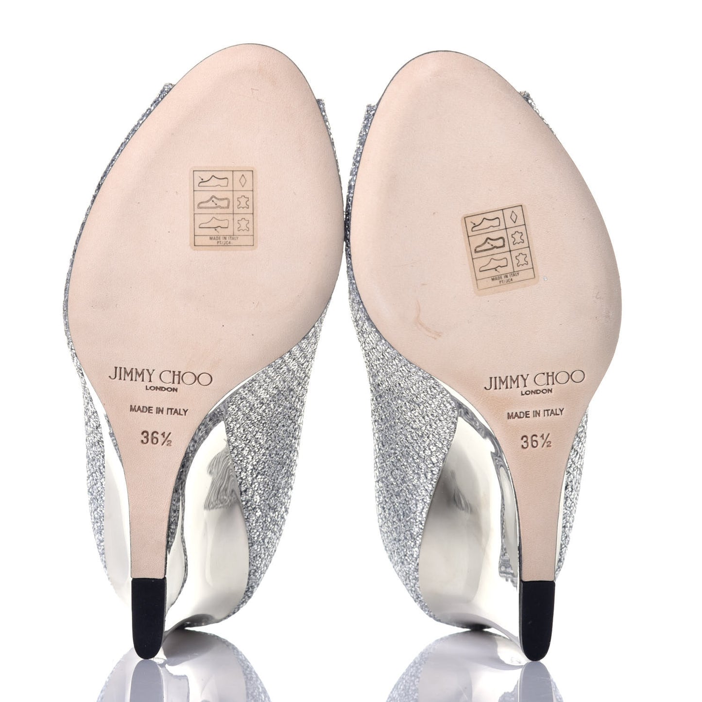 Glitter Fabric Baxen Peep Toe Wedges 36.5 Silver