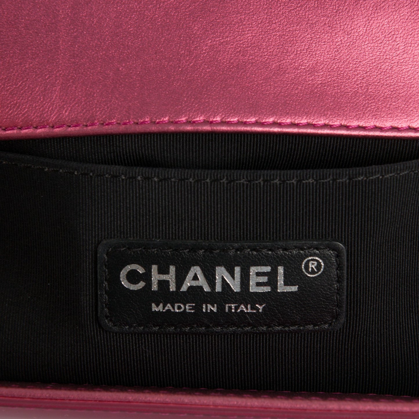 Metallic Patent Calfskin Quilted Medium Boy Flap Pink