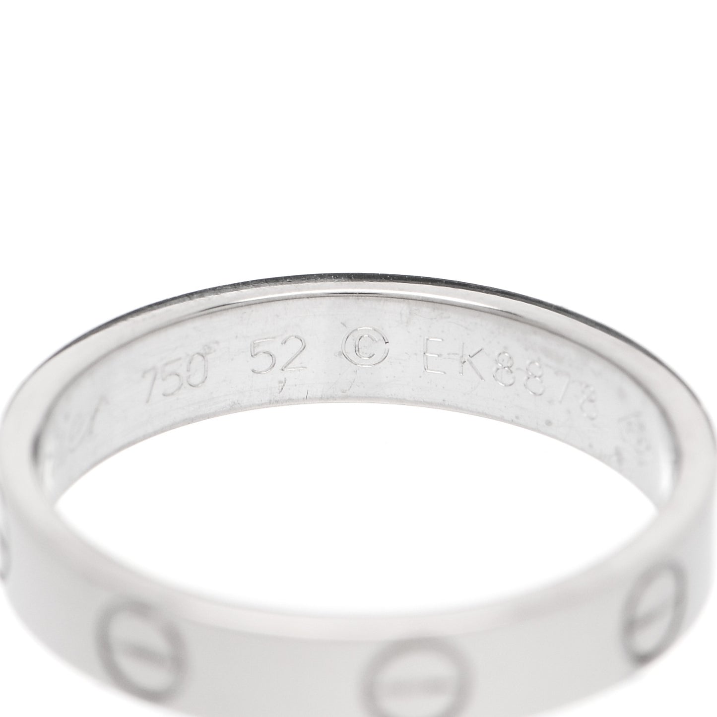 18K White Gold 3.5mm LOVE Wedding Band Ring 52 6