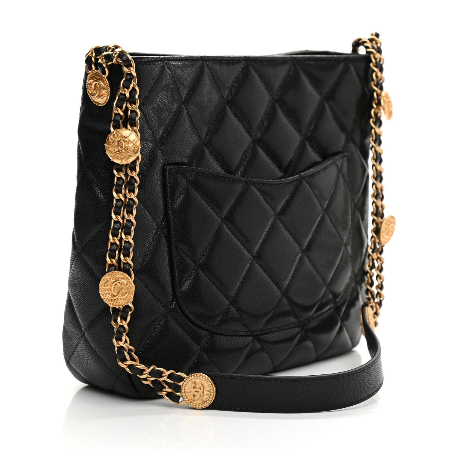Chanel Caviar Quilted Twist Your Buttons Hobo Black 2 of 8