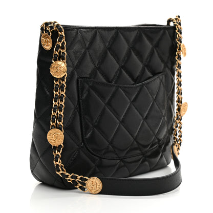 Chanel Caviar Quilted Twist Your Buttons Hobo Black 2 of 8