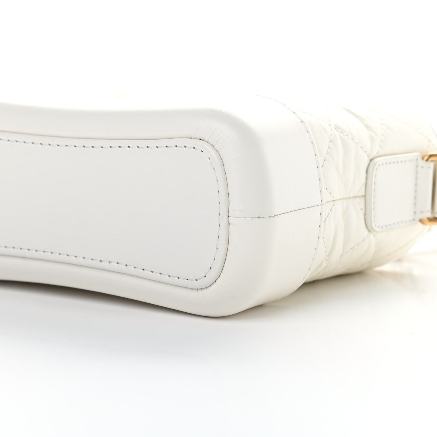 Aged Calfskin Quilted Small Gabrielle Hobo White