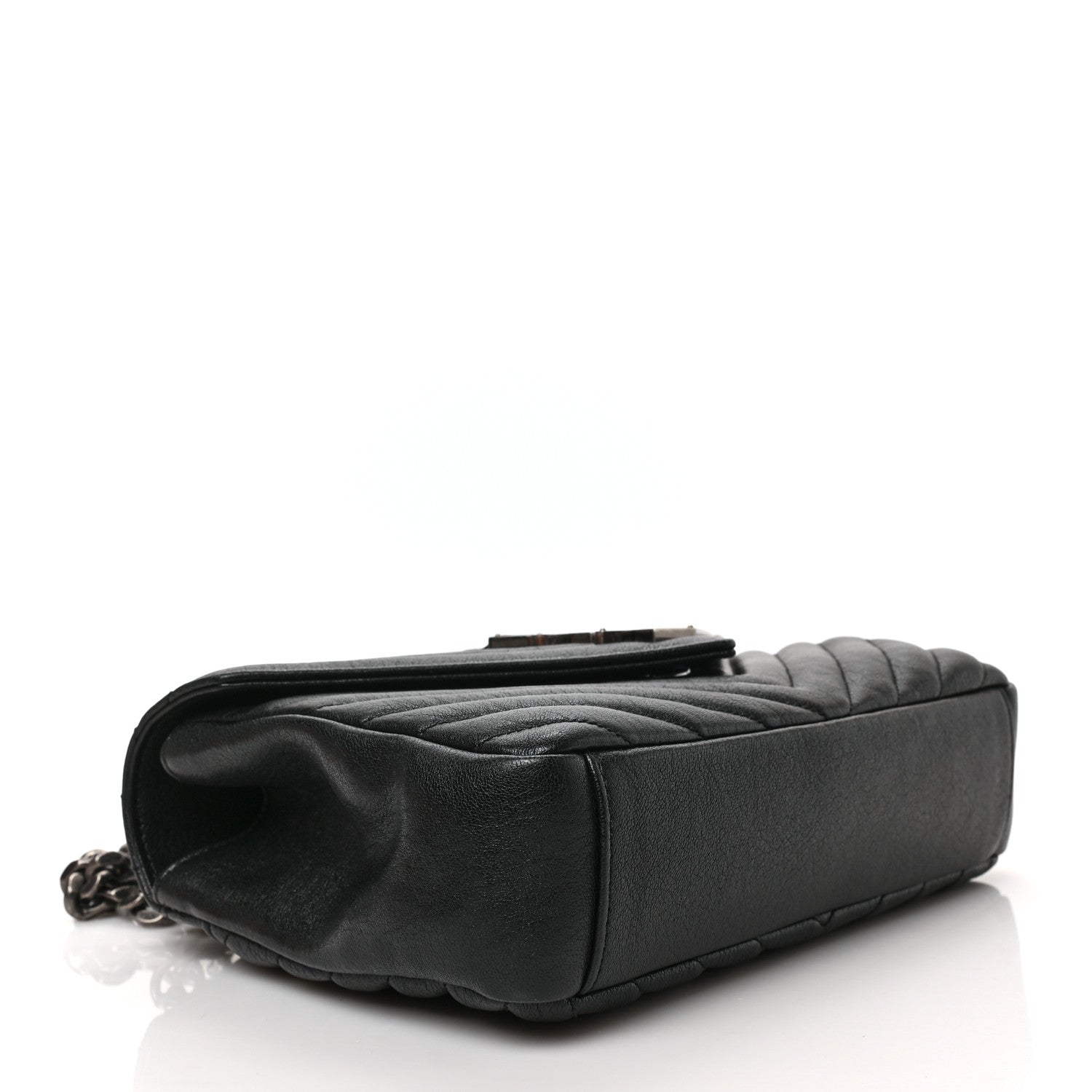 Saint Laurent Sheepskin Matelasse Chevron Monogram Medium College Bag Black 7 of 9