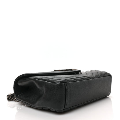 Saint Laurent Sheepskin Matelasse Chevron Monogram Medium College Bag Black 7 of 9