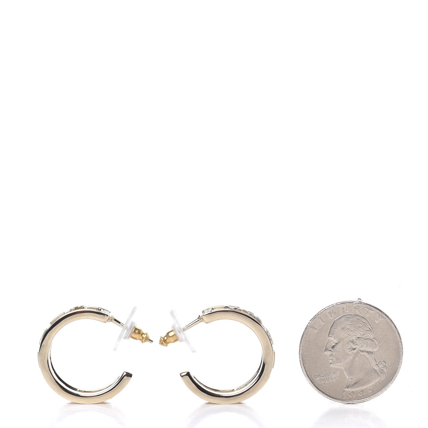 Metal Crystal Bow-tiful CC Hoop Earrings Gold