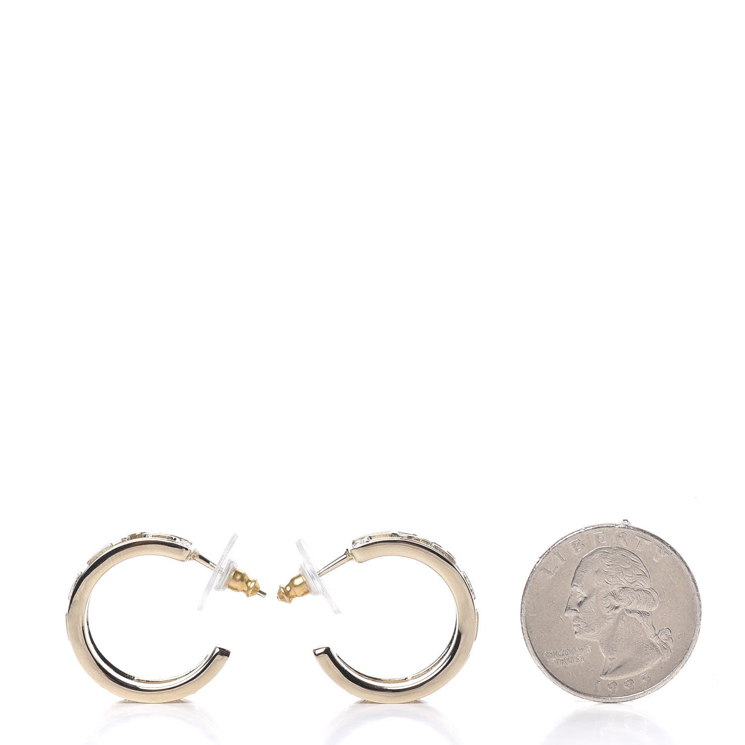 Chanel Metal Crystal Bow-tiful CC Hoop Earrings Gold 2 of 7
