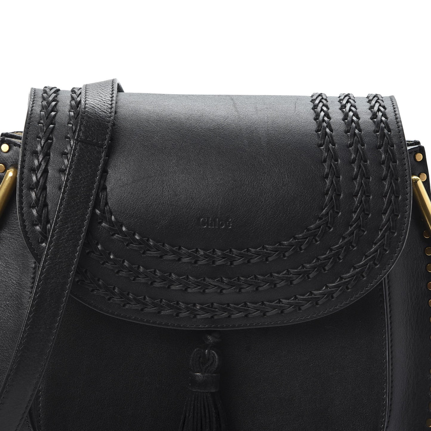 Calfskin Braided Medium Hudson Shoulder Bag Black
