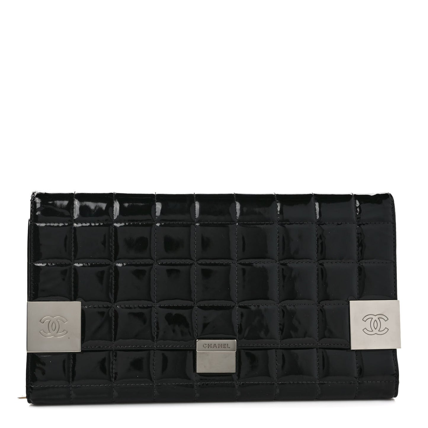Patent Chocolate Bar Clutch Black