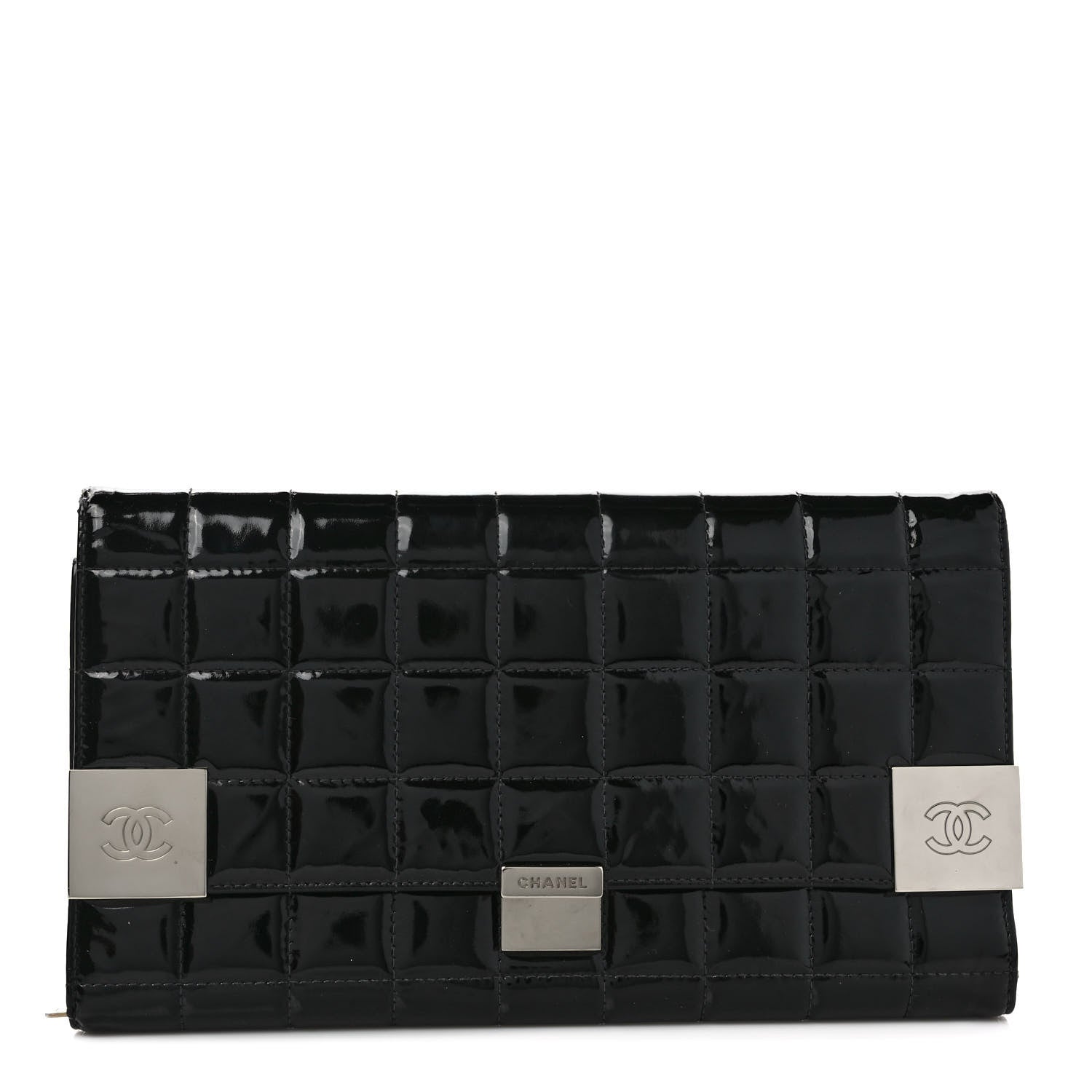 Chanel Patent Chocolate Bar Clutch Black 1 of 6