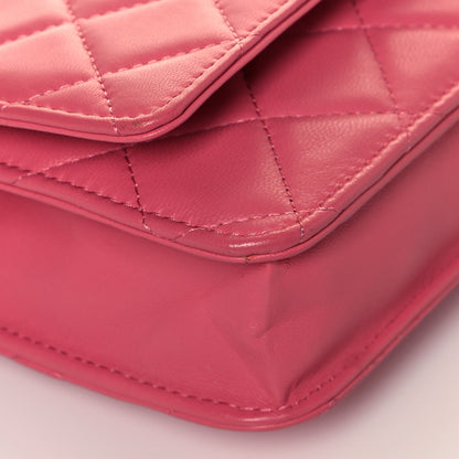 Chanel Lambskin Quilted Wallet On Chain WOC Pink 9 of 15
