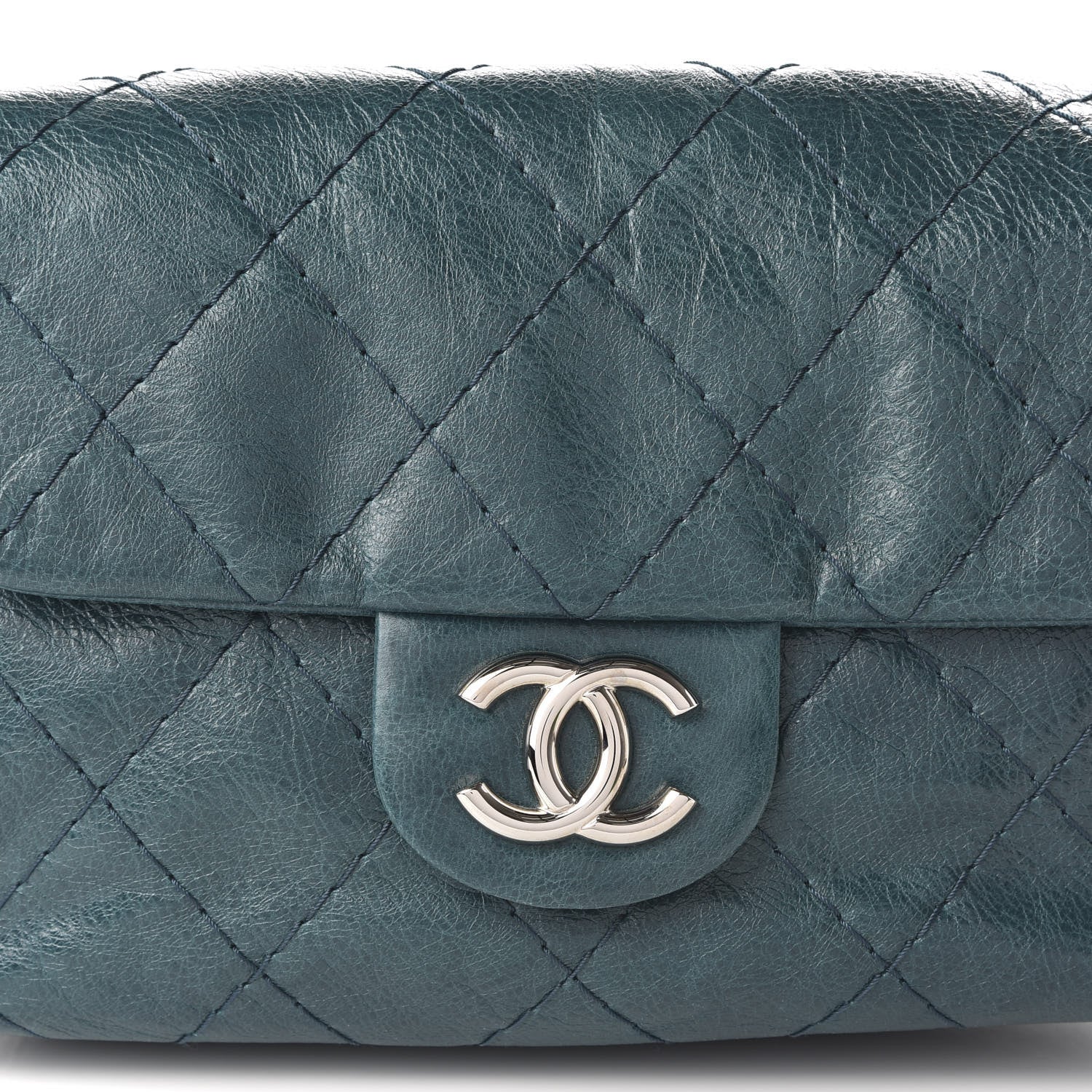 Chanel Glazed Calfskin Stitched On The Road Flap Blue 10 of 11