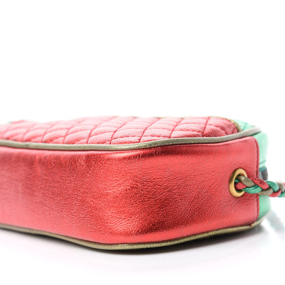 Gucci Laminated Nappa Trapuntata Mini Zumi Dome Shoulder Bag Rosso Jasmine Green Rame 7 of 10
