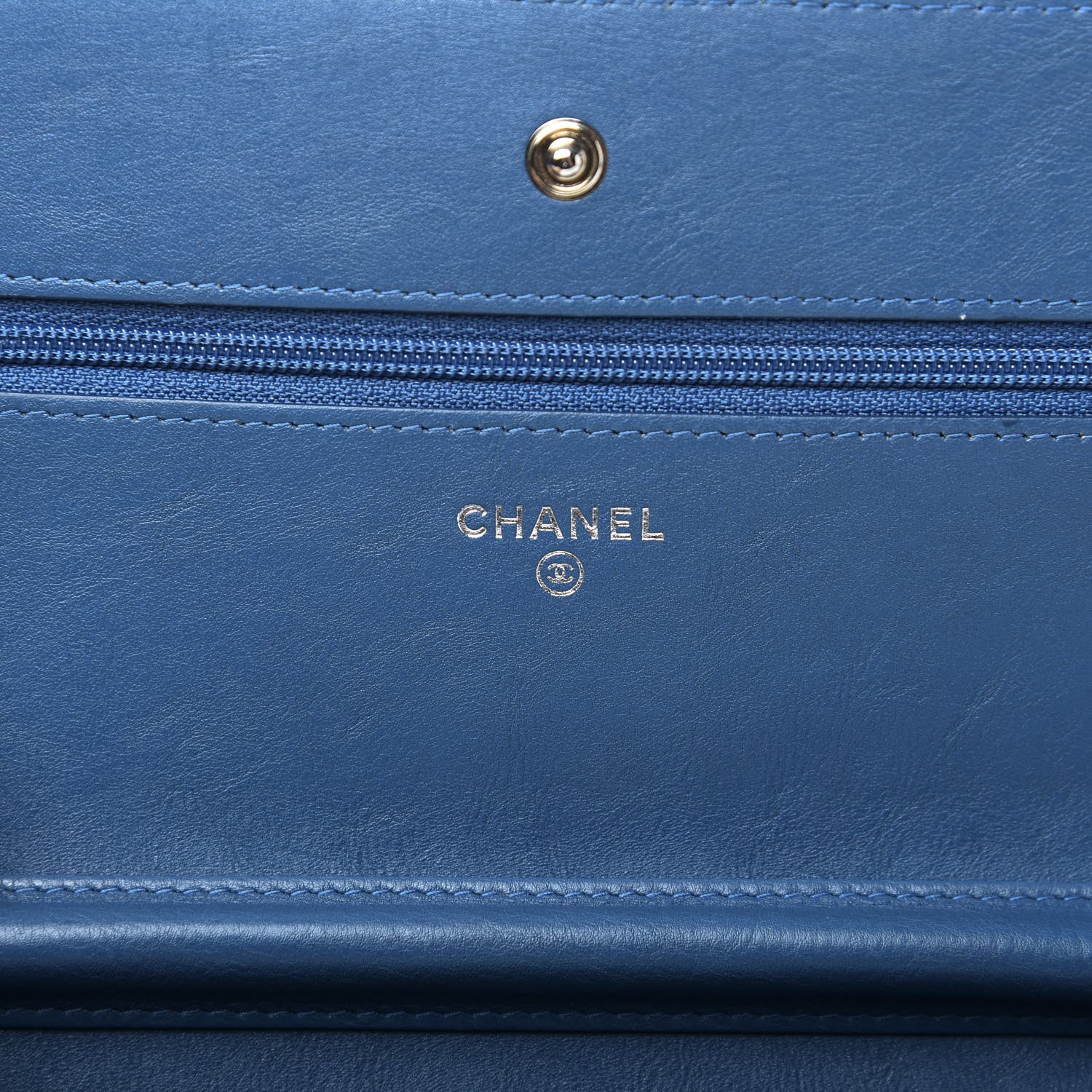 Chanel Calfskin Quilted Wallet On Chain WOC Blue 6 of 12