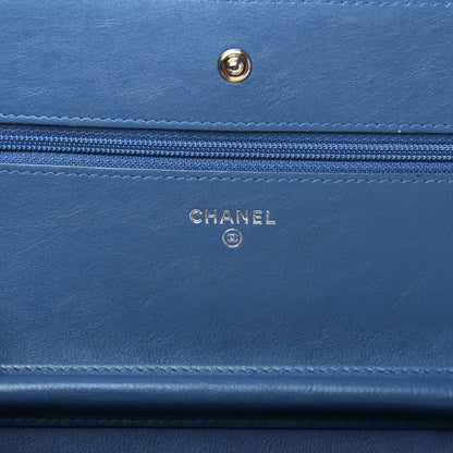 Chanel Calfskin Quilted Wallet On Chain WOC Blue 6 of 12