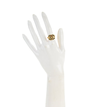 Chanel Enamel Gripoix CC Ring 6.5 Black Gold 3 of 5