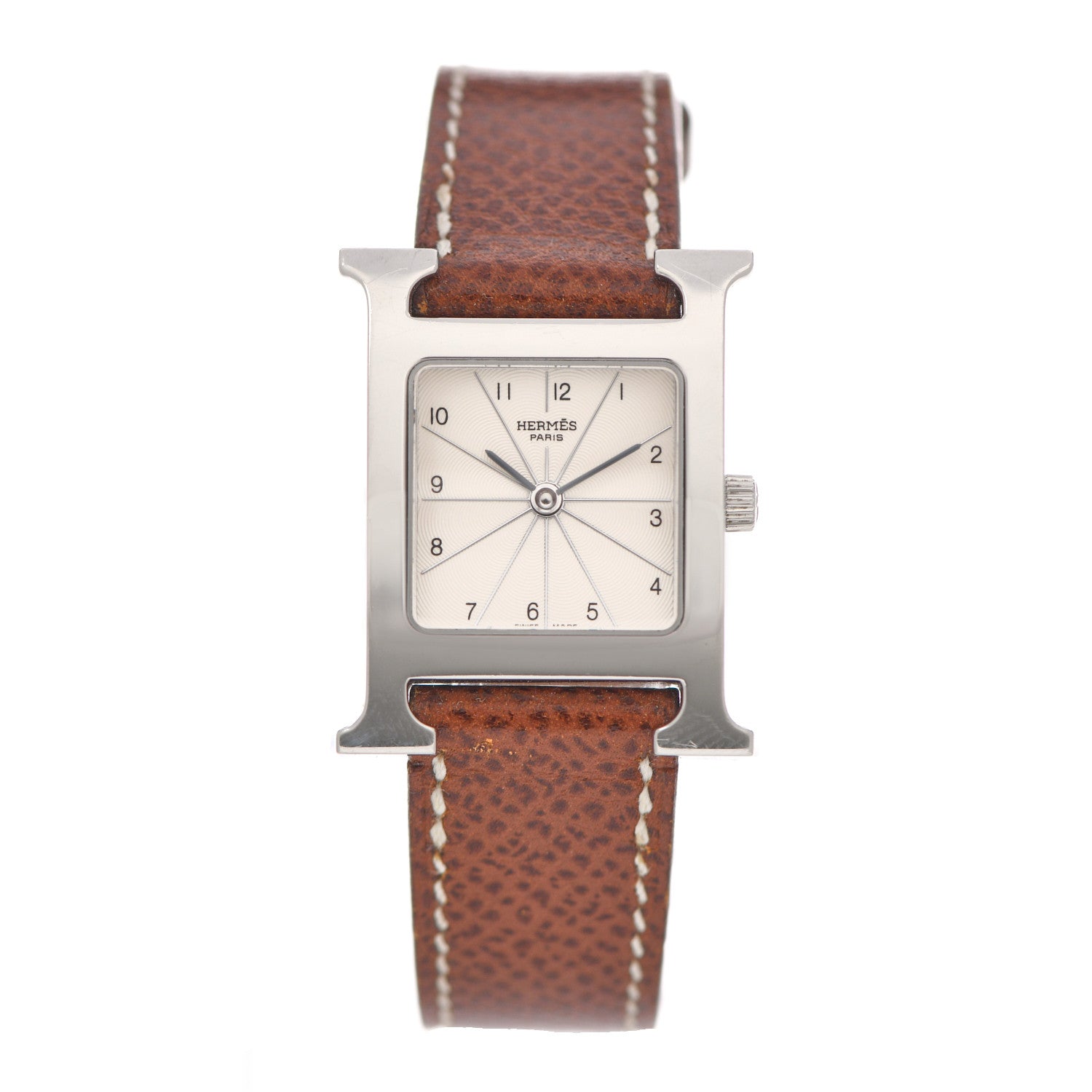 Hermes Stainless Steel Epsom 21mm Heure H Hour Quartz Watch Brique 1 of 10