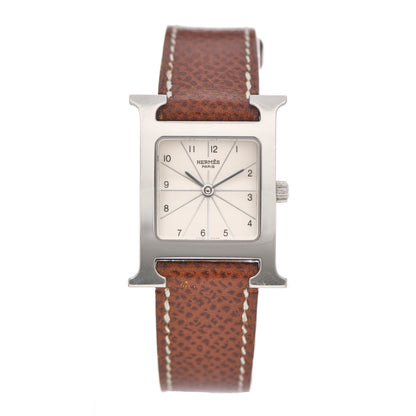 Hermes Stainless Steel Epsom 21mm Heure H Hour Quartz Watch Brique 1 of 10