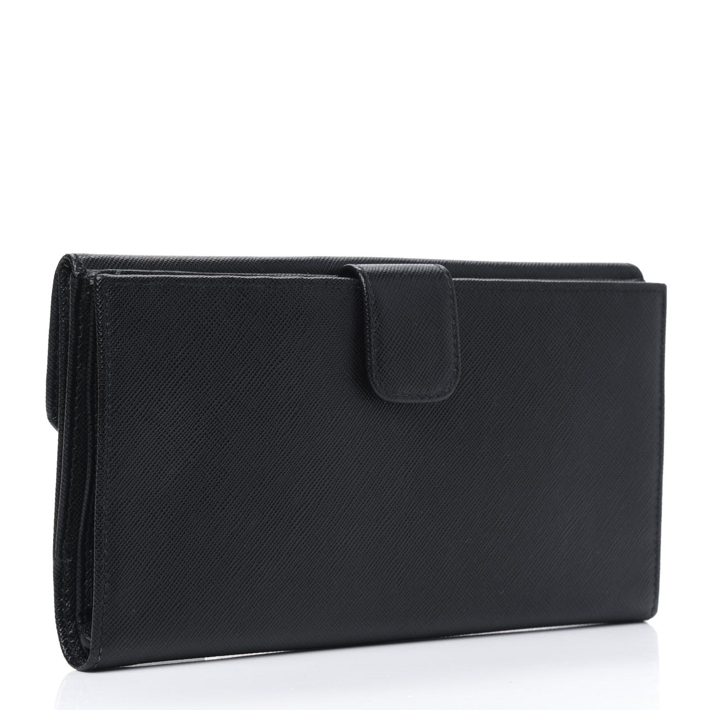 Saffiano Metal Continental Flap Wallet Black