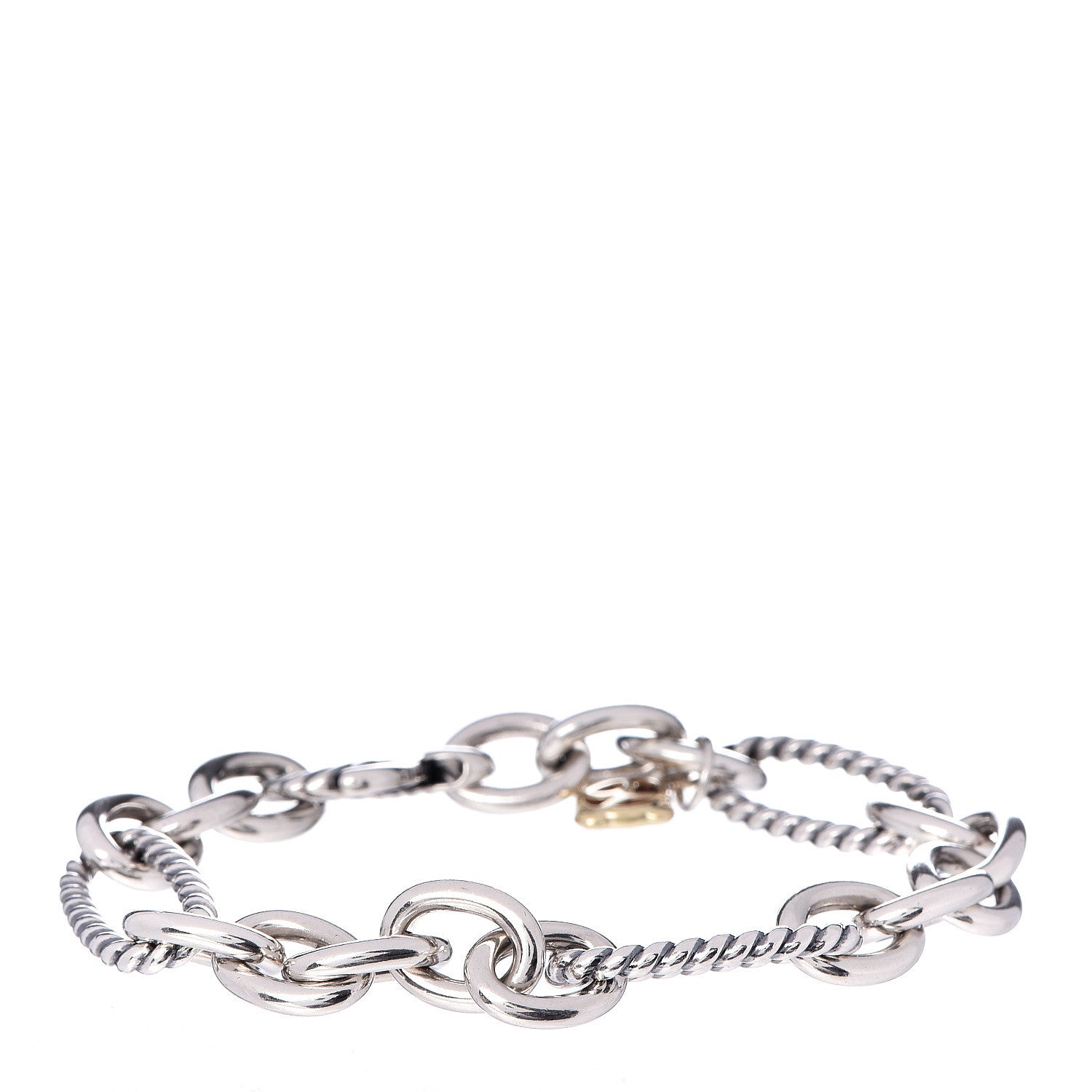 David Yurman Sterling Silver 18K Yellow Gold Figaro Link Bracelet 1 of 4