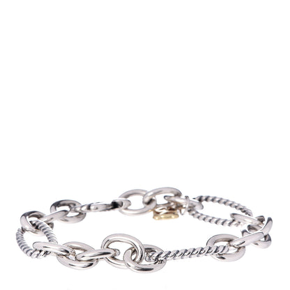 David Yurman Sterling Silver 18K Yellow Gold Figaro Link Bracelet 1 of 4