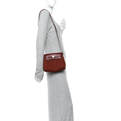 Hermes Military Toile Vache Hunter Herbag Zip Retourne 20 Rouge H 2 of 11