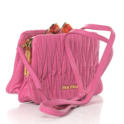 Miu Miu Nappa Matelasse Kisslock Frame Crossbody Bag Fuxia 3 of 16