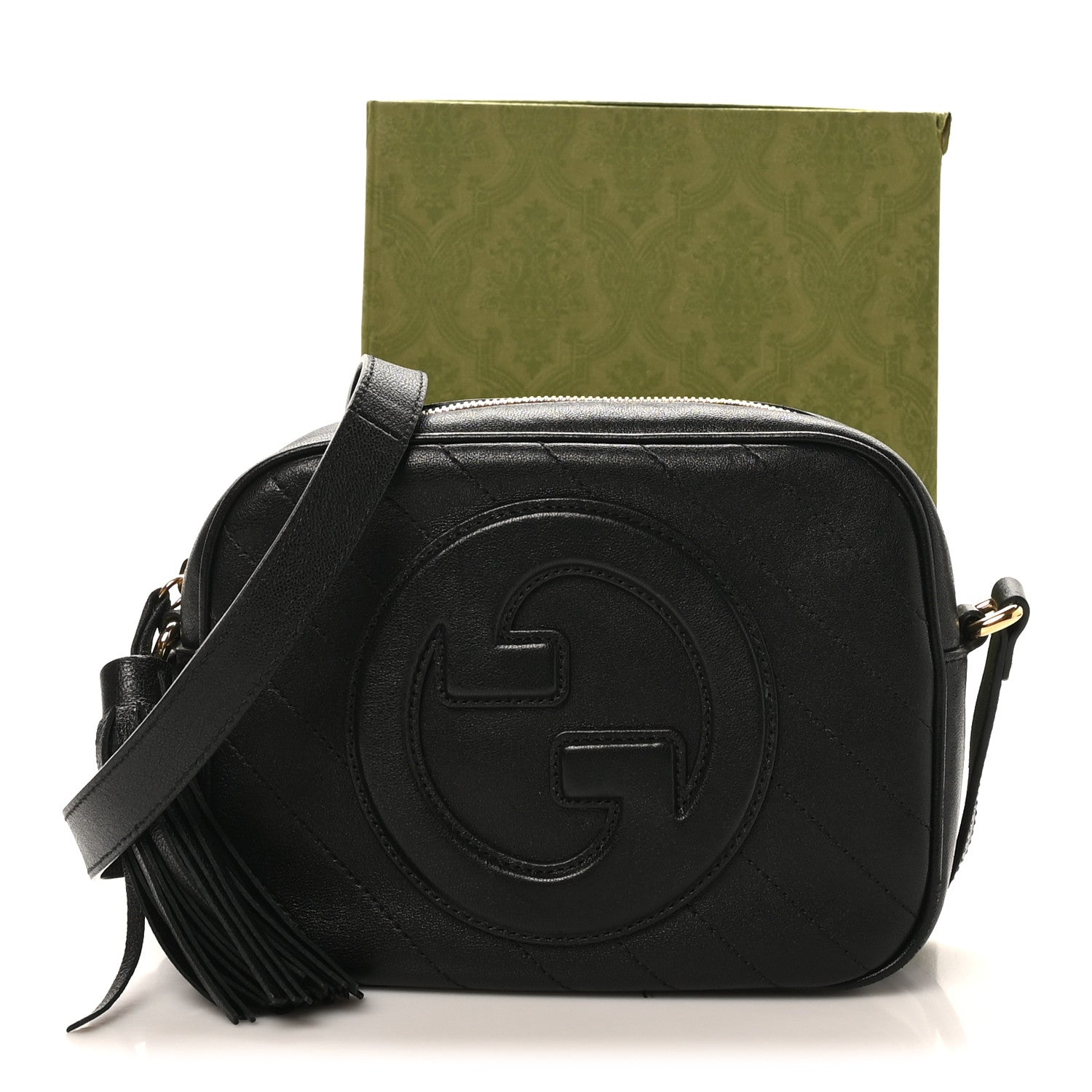 Gucci Sakai Be Green Calfskin Diagonal Stitched Small Blondie Shoulder Bag Black 11 of 11