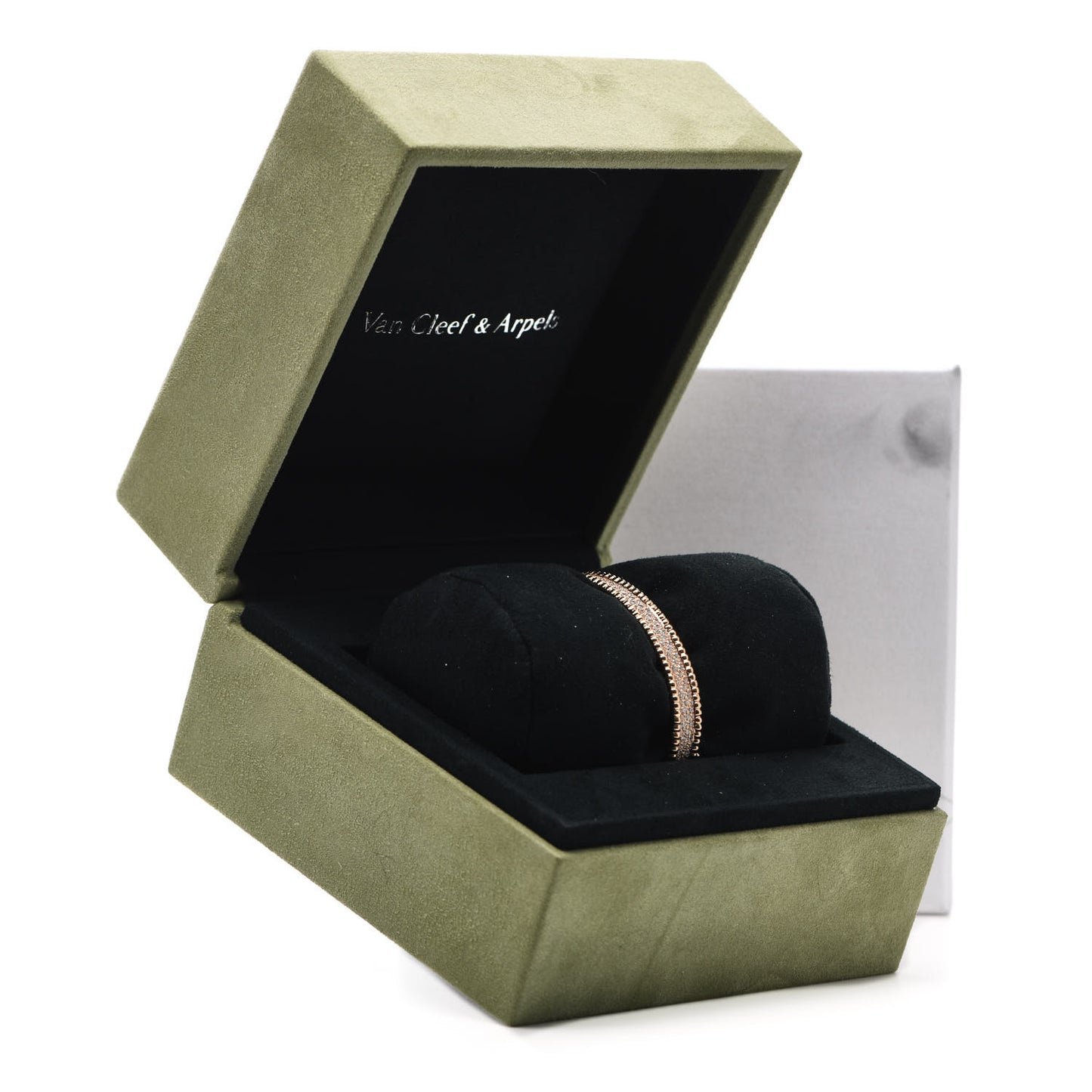 18K Rose Gold Diamond Perlee 3-Row Bangle Bracelet S