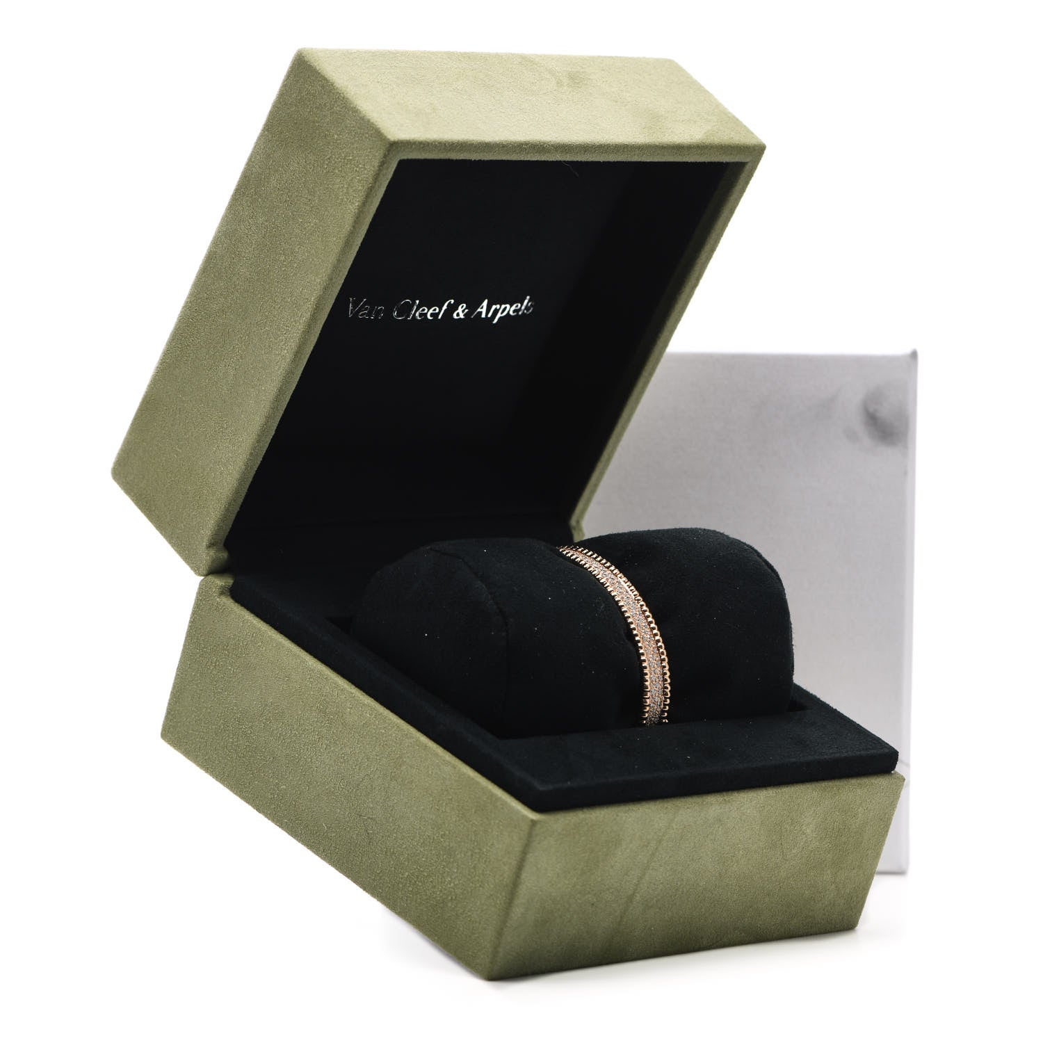 Van Cleef & Arpels 18K Rose Gold Diamond Perlee 3-Row Bangle Bracelet S 5 of 5