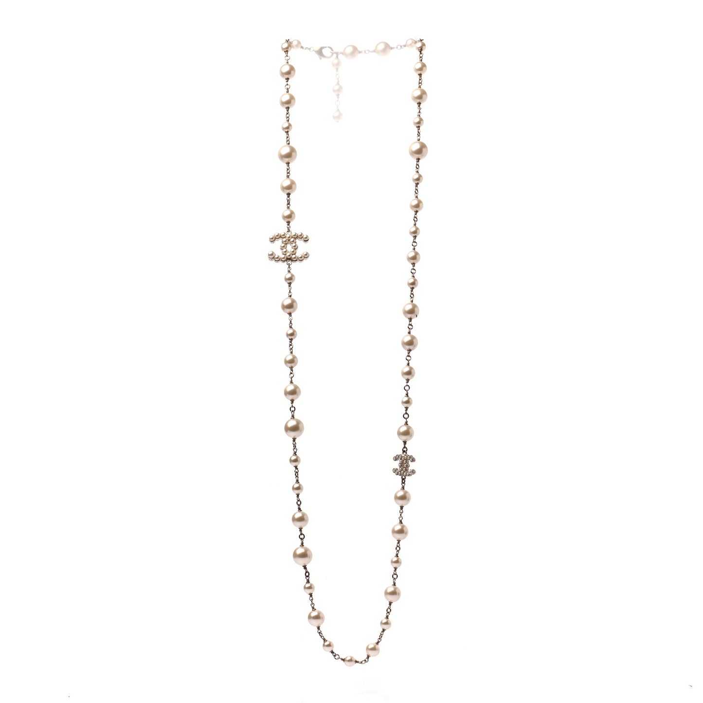 Pearl CC Long Necklace Gold