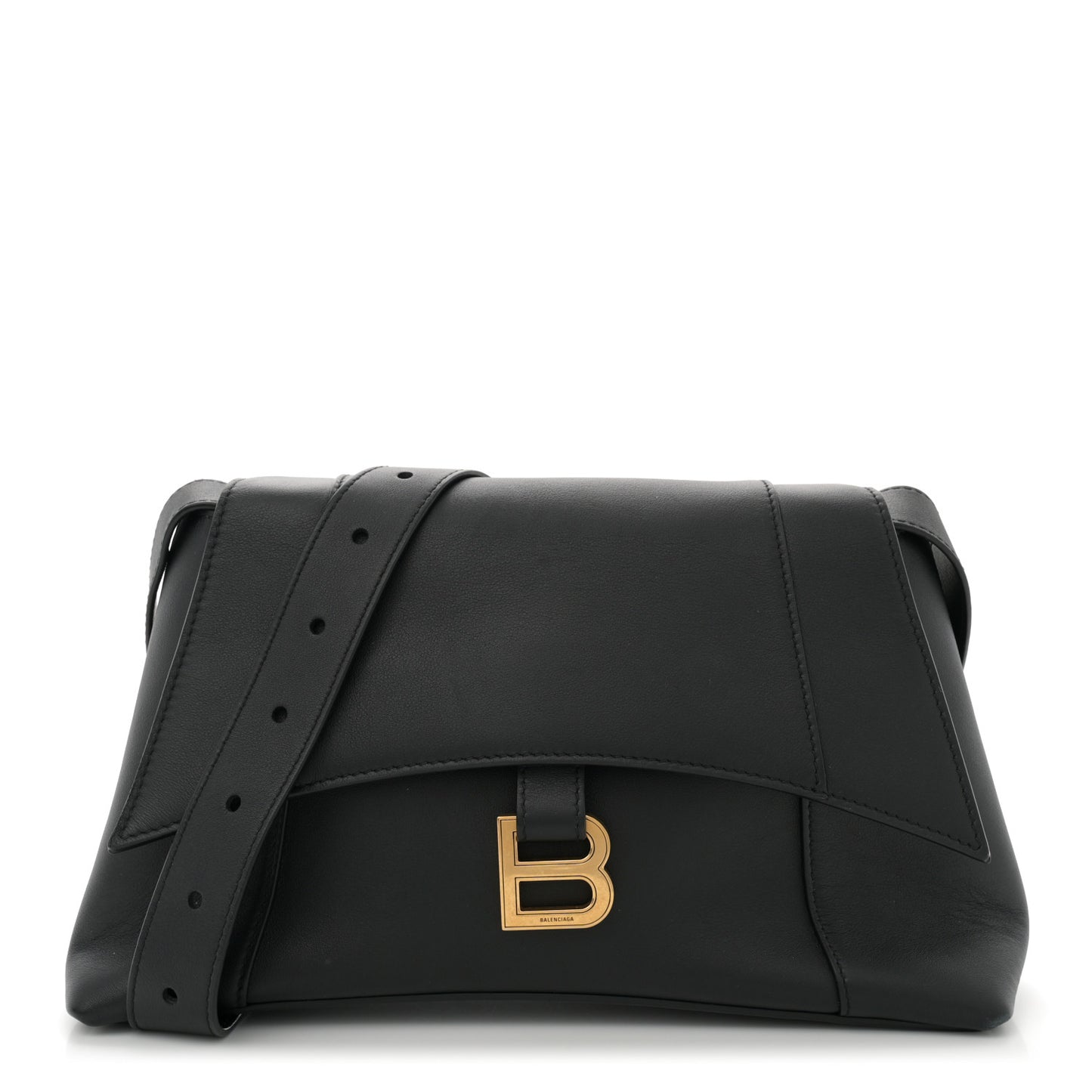 Semi Shiny Smooth Calfskin Small Downtown Shoulder Bag Black