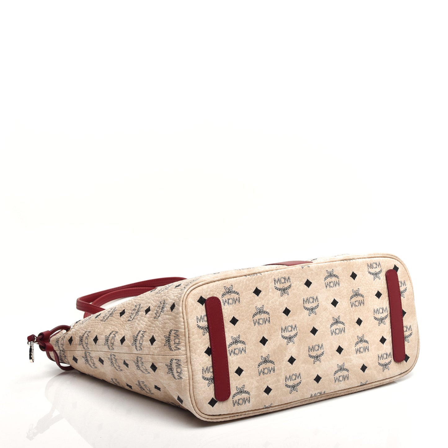 Visetos Medium Liz Reversible Shopper Tote Beige Ruby Red